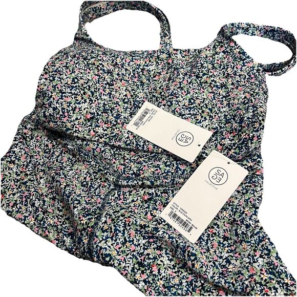 Sage Collective Set Sport Bra Biker Short Floral Blue Static Ditsy NWT Small - Picture 13 of 13